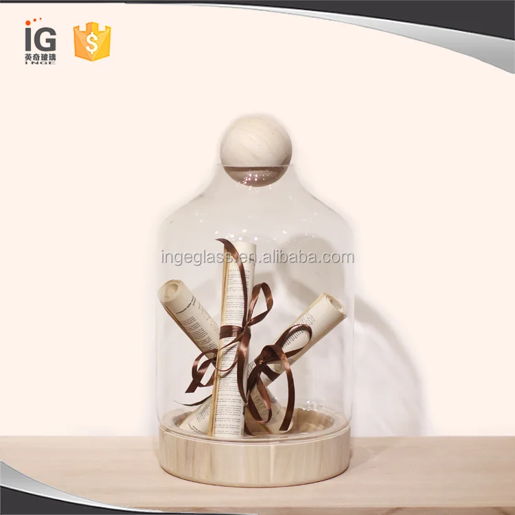 Handmade Glass Terrarium With Wood Base And Ball Lid Buy Handmade