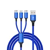 Have Stock 2019 Hot Sale Product 3 in 1 Fast Charging Durable Colorful Nylon Braided mini usb cable For Android IOS