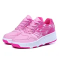 2016 New Leather Kids double Roller Shoes Heelys Boys Girls Sneakers With Wheels Zapatillas Con Ruedas