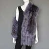Genuine silver fox fur lady party scarf shawl hand knit fur collar scarf