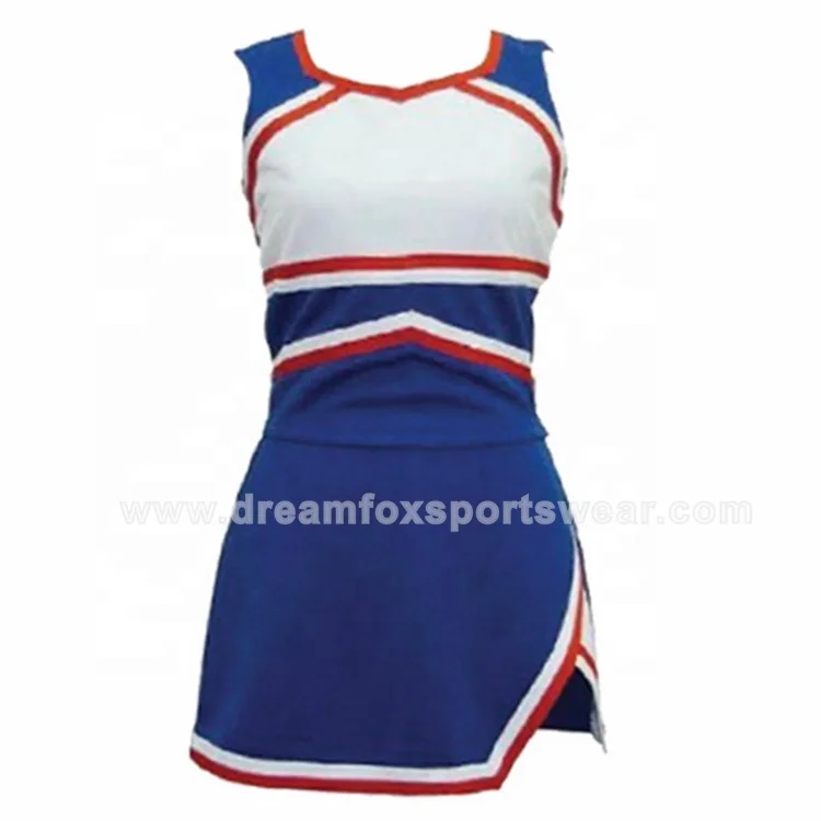 Good Lycra Hot Custom Cheerleading Uniforms Blue 4xl Cheerleading