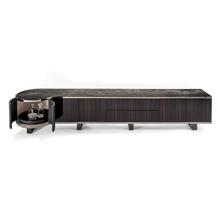 Solid wood hardware cooper/ smoky/black/customize TV stand with storage space for living room hotel vila apartment