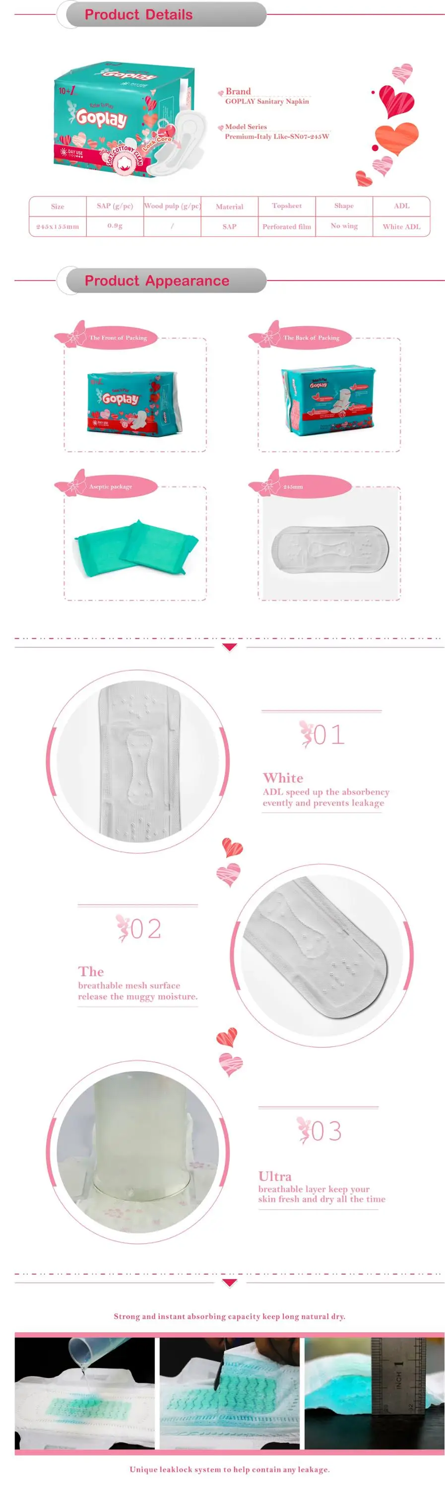 Hot Promotion Modern Design Sanitary Pad With Herbal Sanitary Pad Belt