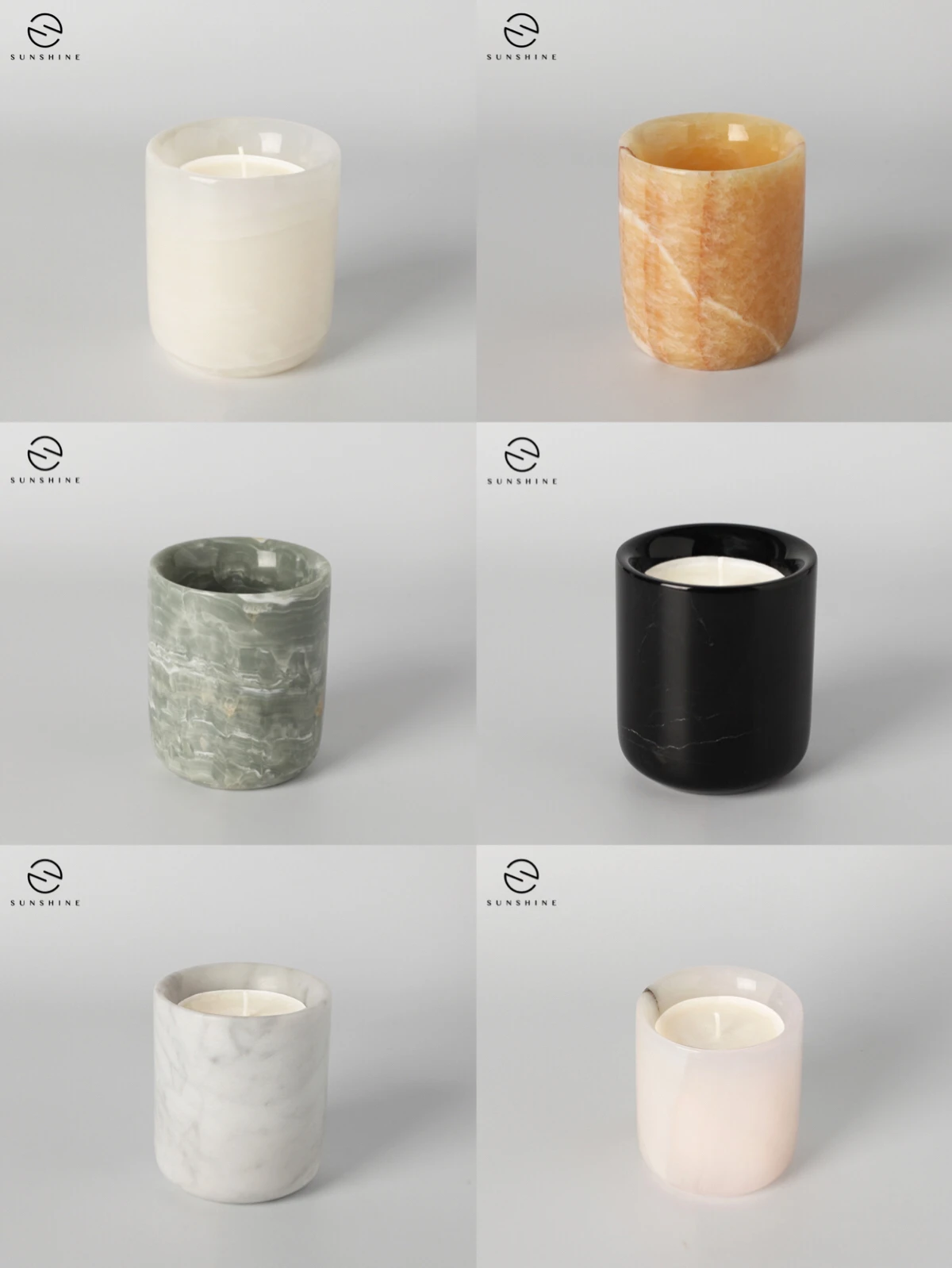 Custom Marble Pink Onyx Candle Jar Luxury Candle Containers, View