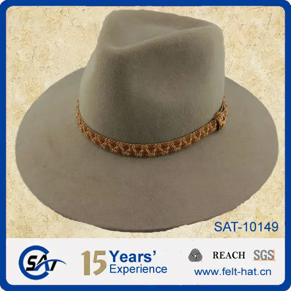 Mens Wool Felt Hat Wide Brim Fedora Hat 