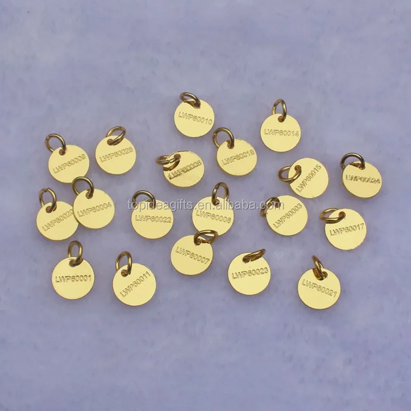 Custom Enamel Small Engraved Round Metal Plated Silver Jewelry Tags