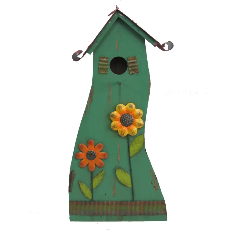 Spring Season Wooden And Metal roof Bird Houses For Wooden Bird house nest box Garden Decoration