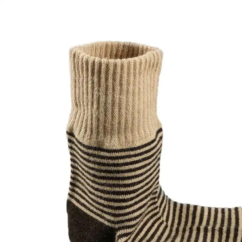 2019 Wool Socks Men'S Autumn And Winter Warm Stripes Black Ankle Socks
