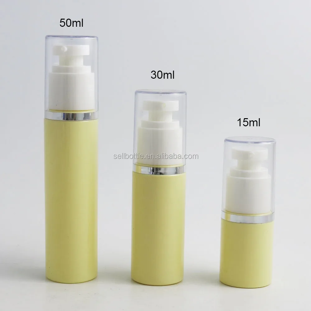 Download New Design 15ml 30ml 50ml Yellow Color Skin Care Plastic Pump Bottles Cosmetic Bottle Buy Plastic Airless Pump Bottles Pet Pump Airless Bottle 30ml Airless Bottle Product On Alibaba Com PSD Mockup Templates