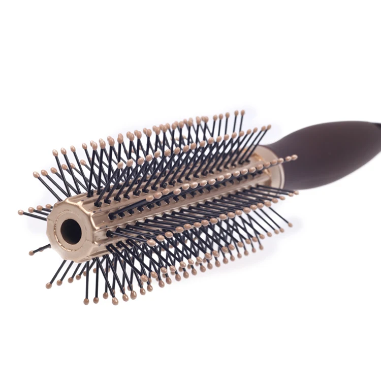 EUREKA 9511CEg-BR Styling Round Hair Brush for All Hair Types Ball-Tip Nylon Pins Anti-Slide Handle Hairbrush