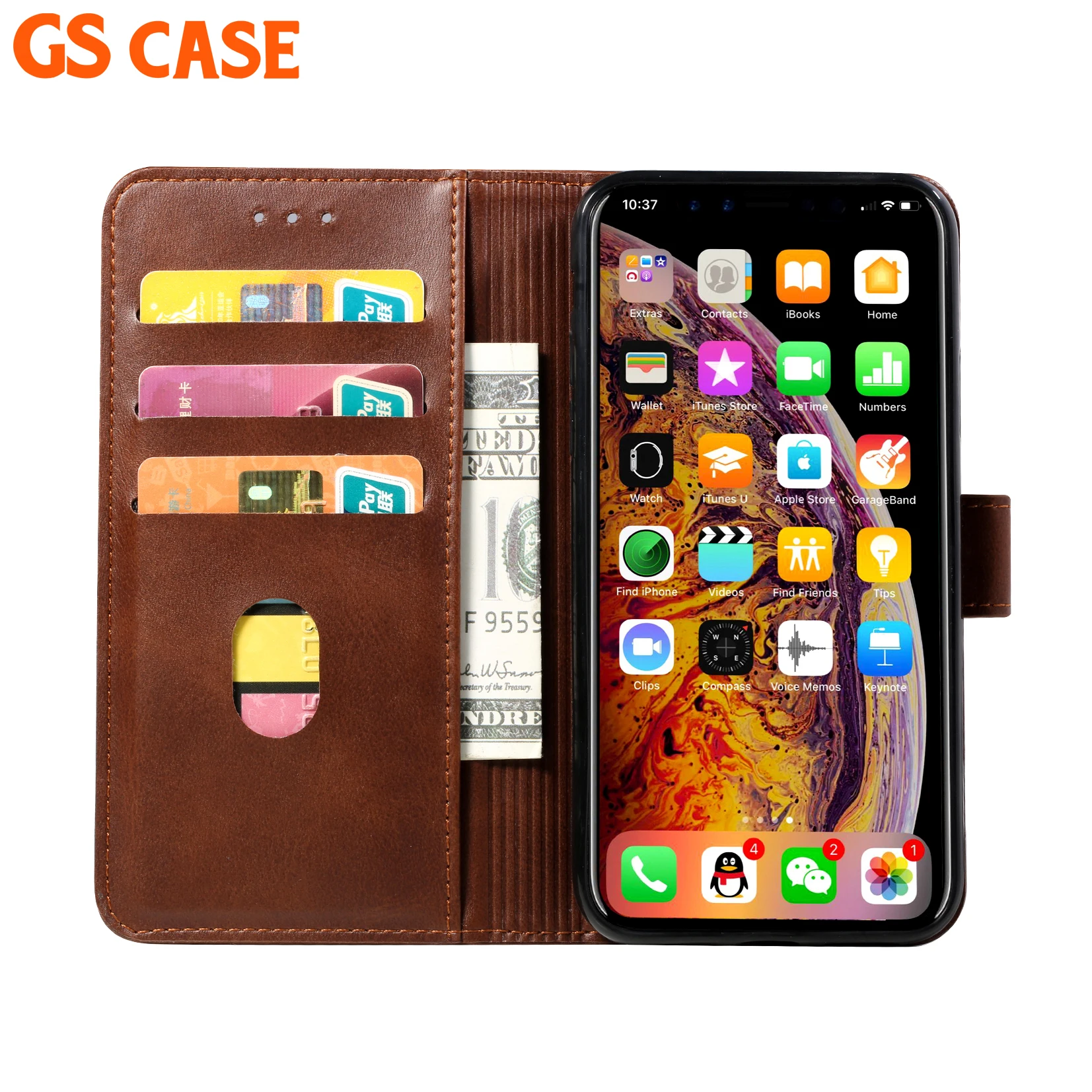 OEM PU Leather Mobile Flip Cover For Iphone XR Phone Wallet Case,GSCASE Wallet Leather Case For Iphone XS MAX