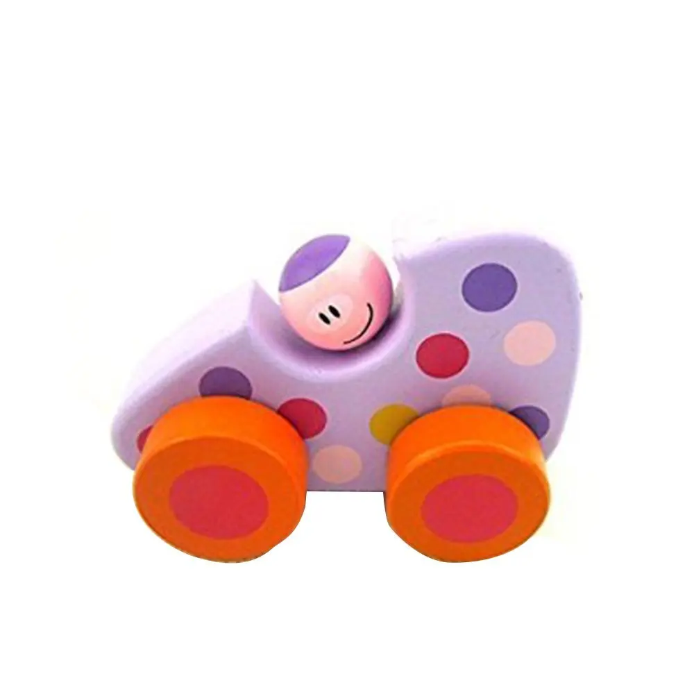 LUCKSTAR(TM) Educational Improvement Early Education Toy Push Around Car Mini Van Baby Wooden Mini Cute Cartoon Car Wood Inertia Toy Car (Purple Point)
