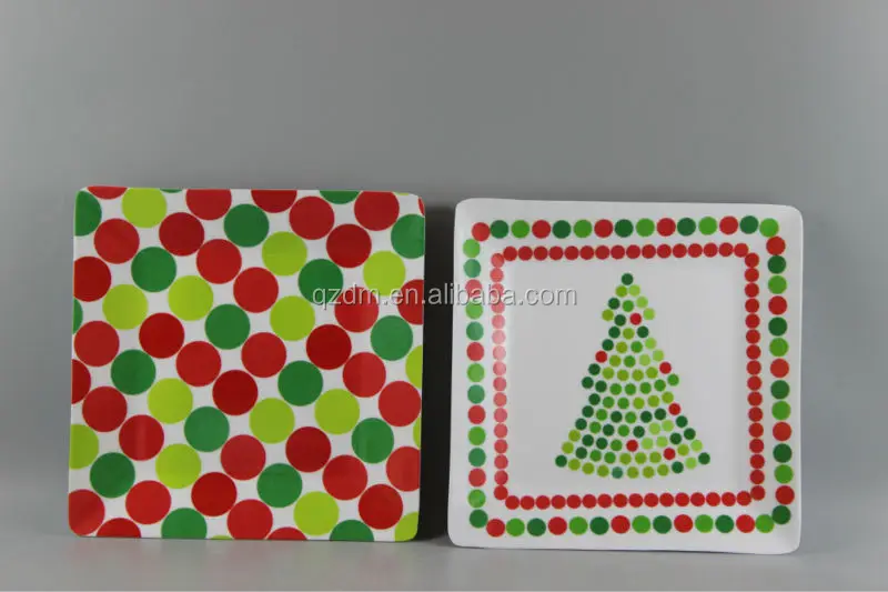 Christmas Melamine Square Plate Set