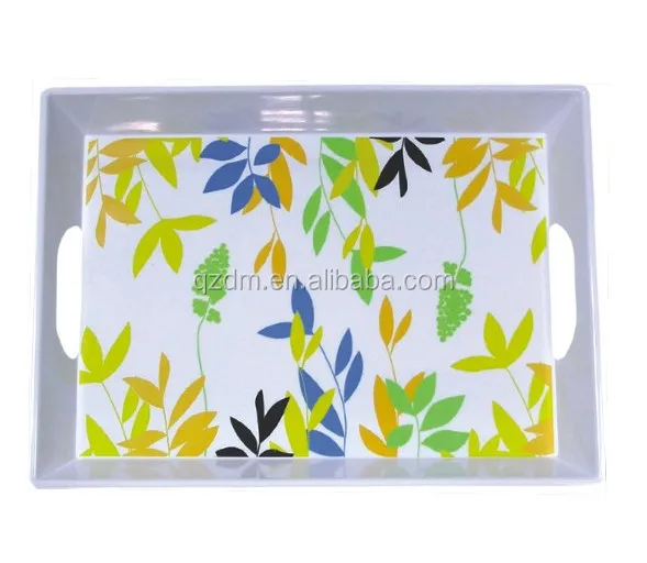 39x27cm Wholesale Melamine Serving Tray , Plastic Tray with handle