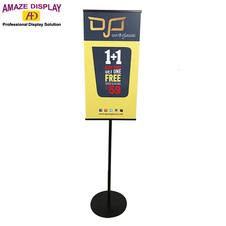 Customized Metal Floor Standing Banner Display Stand Fashionable Design