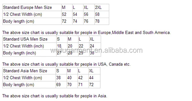 Asian Mens Jacket Size Chart