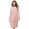 Women fashion Twisted Back Slit Sweater Dress Solid dames knitted pull Femme Long sleeve midi pullover Sweater Dresses