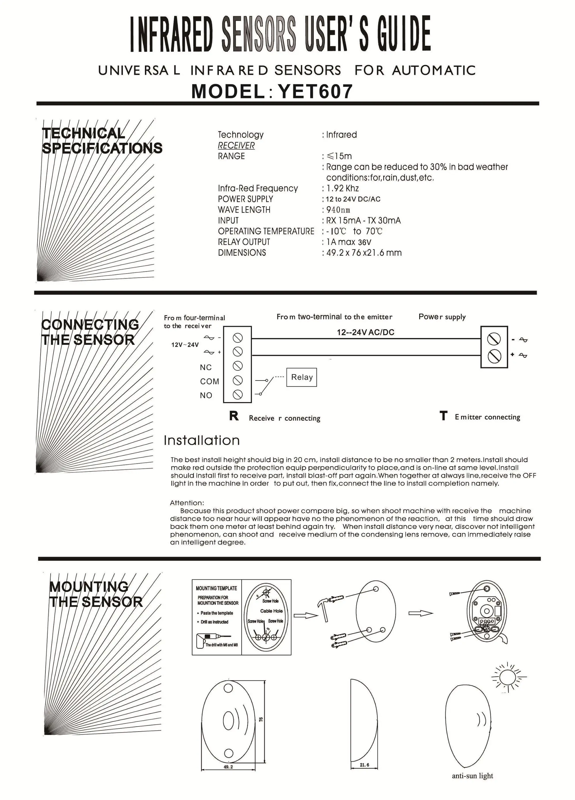 YET607-V2.0 user manual