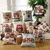Owl Linen Embroidered Decorative Sofa Brocade Fabric Jacquard Owl Cushions For Home Decor Body Pillow Cover