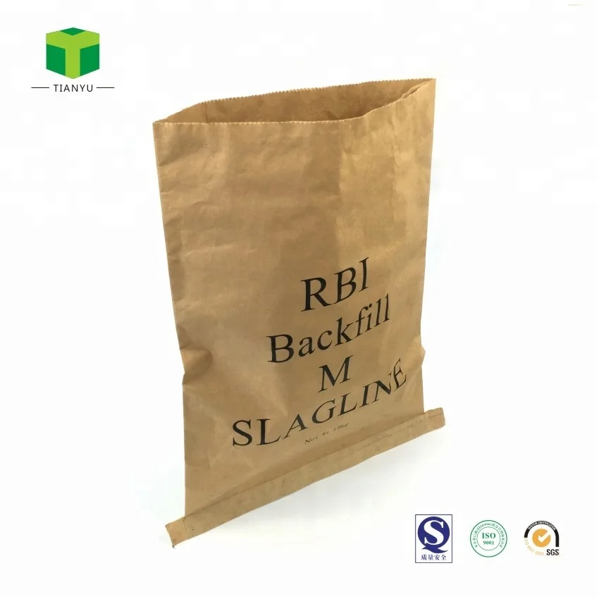 Brown Paper Bags With Your Own Logo 3 Layers 10kg 20kg 25kg Kraft Paper