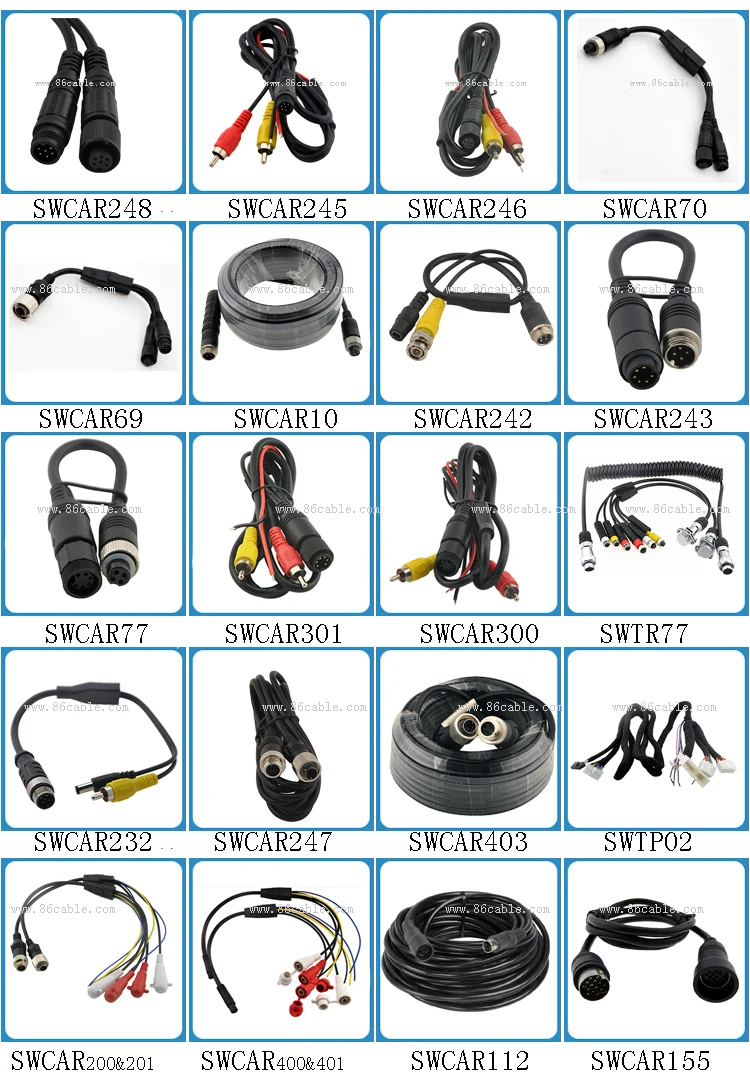 6pin Din Female to RCA Waterproof Cables for Vehicle Cameras