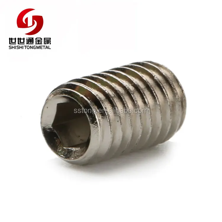 
DIN913 M2 M2.5 M3 M4 M5 304 Stainless Steel Metric Thread Grub Screws Flat Point Hexagon Socket Set Screws Headless 