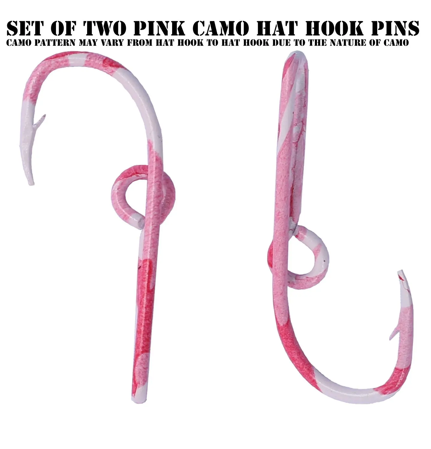 Two Eagle Claw Pink Camo Hat Hook Pin Fish hook for Hat Camo Fish Hook Money/Tie Clasp - Set of Two Hooks