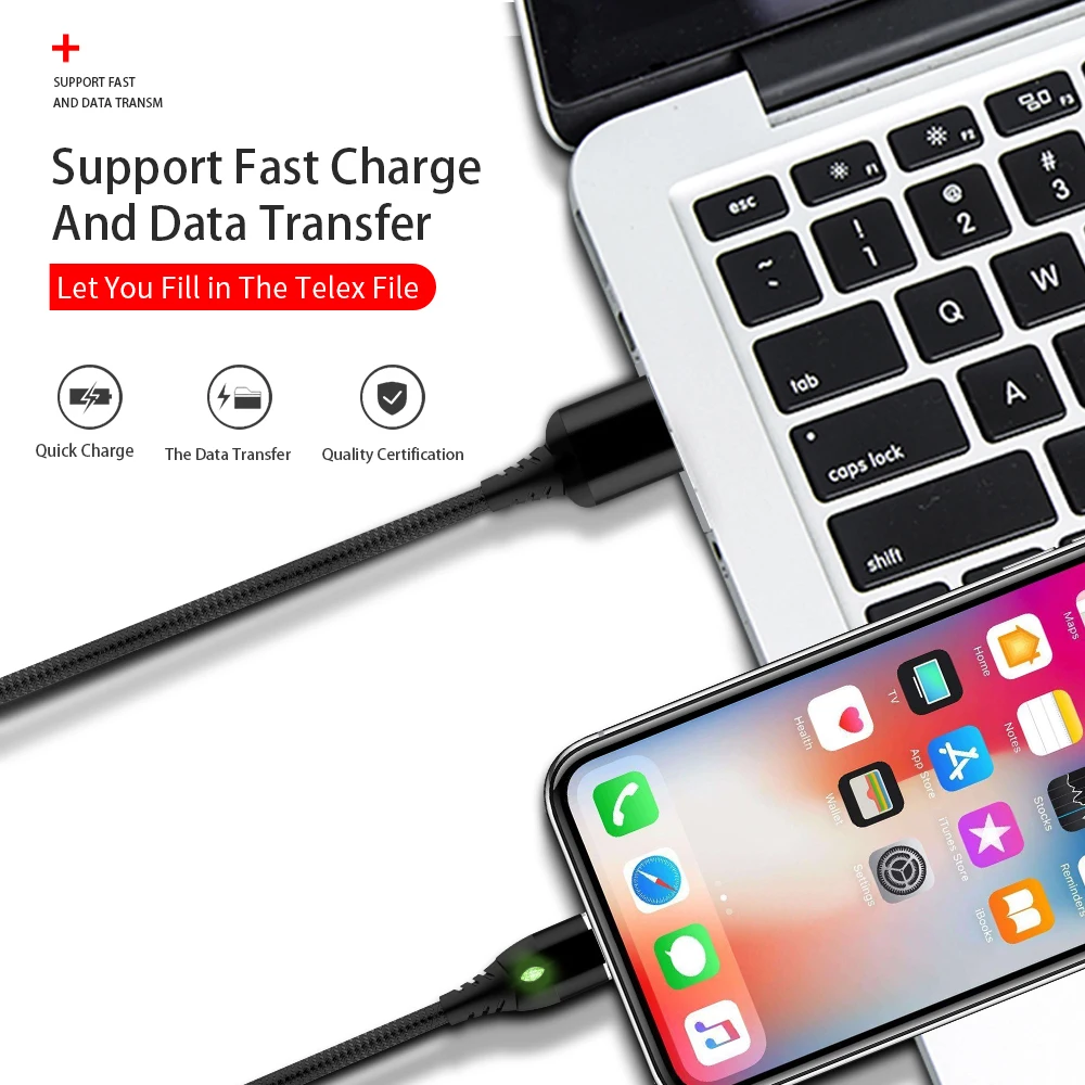 Phone accessories magnetic charging cable usb diamond light 3 in 1 quick charge phone charge micro usb for phones - ANKUX.COM