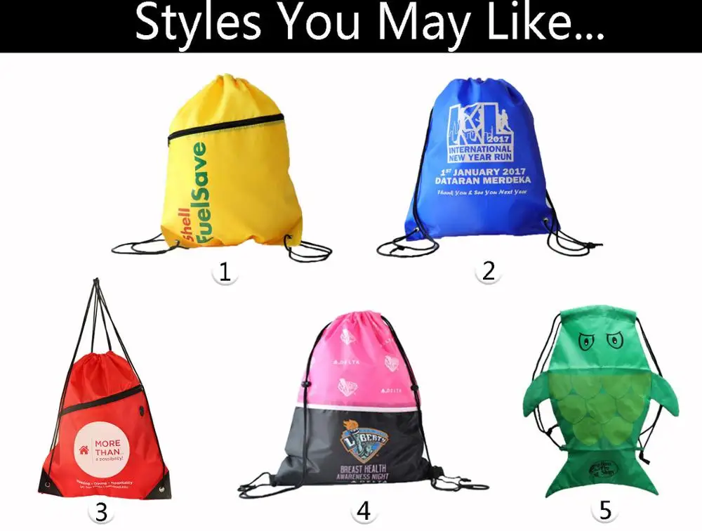 Foldable Waterproof Custom Drawstring Bag - Nylon Sport Gym Sack