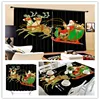 Wholesale 3D Polyester Black Table Cloth , Bath Shower Curtain , Window Curtain And Drape With Happy Santa Claus Driving Deer