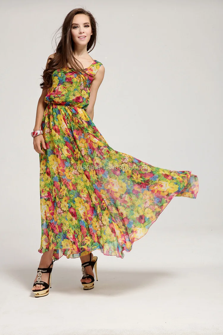 Summer Modern Scoop Neck Print Chiffon Sleeveless Dress Summer Modern Scoop Neck Print Chiffon Sleeveless Dress Slim Bohemian Fashion Women Qd201705