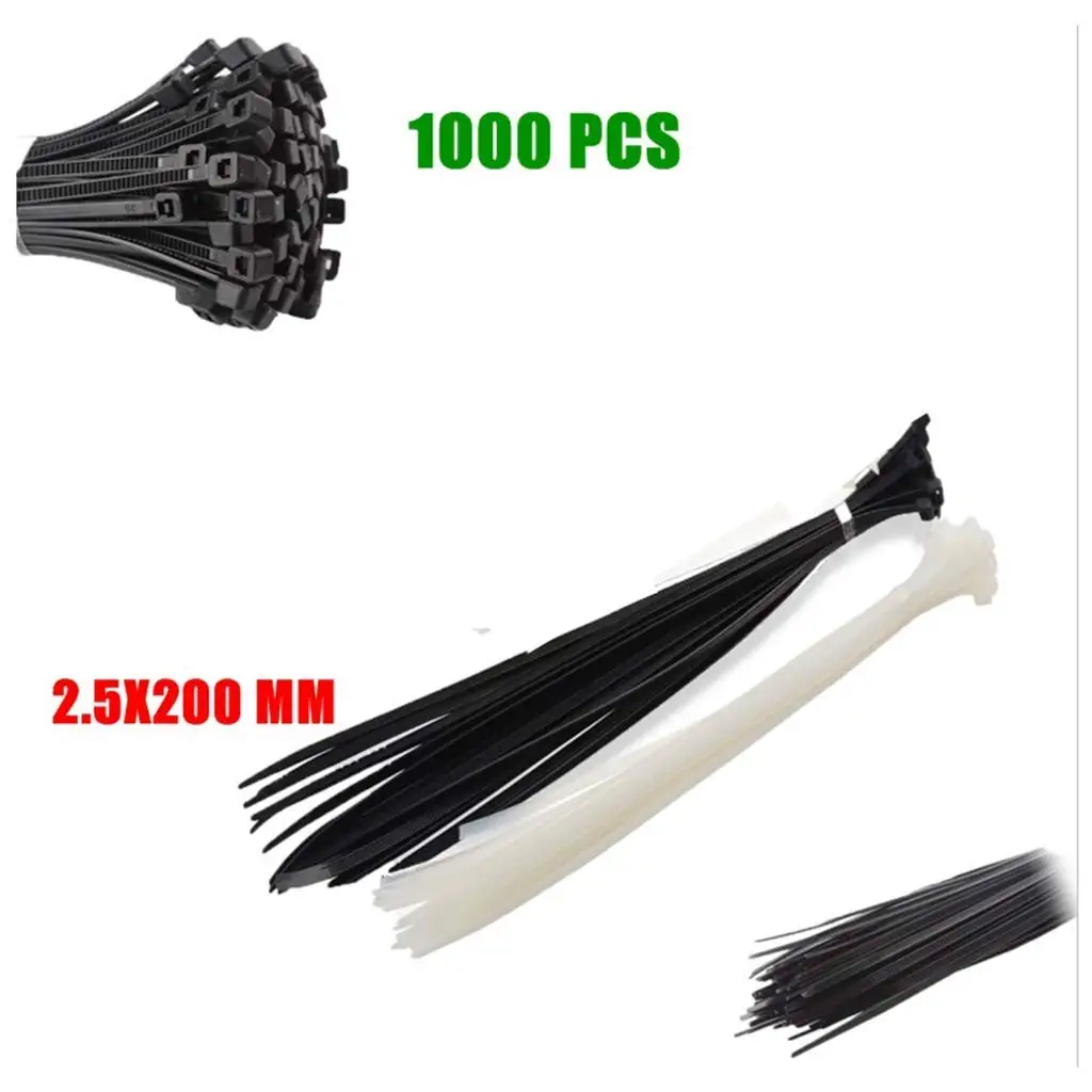 1000 CABLE TIES 100MM X 2.5MM BLACK OR NATURAL//WHITE ZIP TIE WRAPS