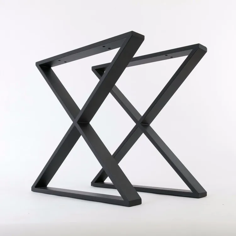 Factory Price Black Powder Coating Modern Dining X Shaped Metal Table