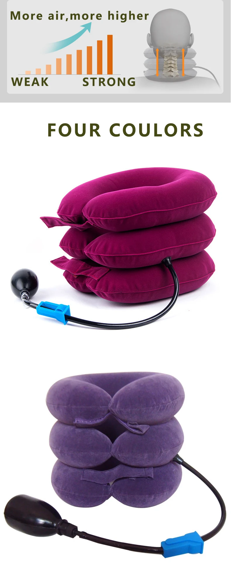 Inflatable & Adjustable Neck Stretcher Collar for Home Traction Spine Alignment