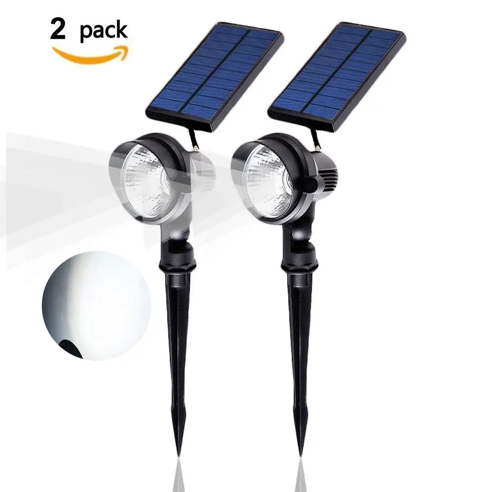 Solar Spotlight Outdoor,LED Garden Spotlight,Outdoor Waterproof LED Landscape Lighting for Garden, Patio, Deck, Yard,Driveway ,Pool Area, Auto On/Off (White/2 Pack)