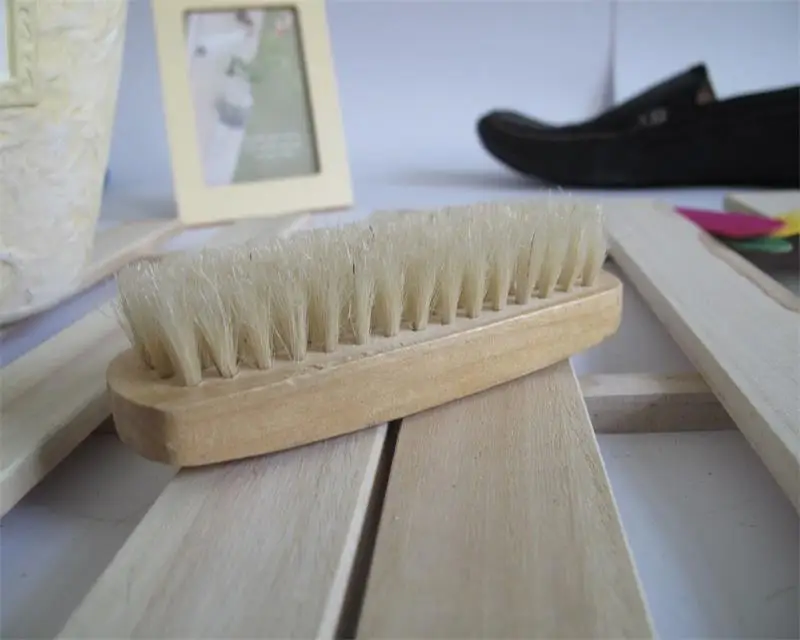 Wooden Handle Pure White Color Pig Hair Shoe Shine Brush Buy Shoe