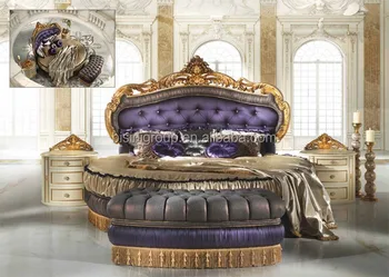 Royal Luxury Italian Purple And Gold Tufted Round Bed Bf11 01161b Buy Round Tufted Bed Antique Round Bed Carved Round Bed Product On Alibaba Com