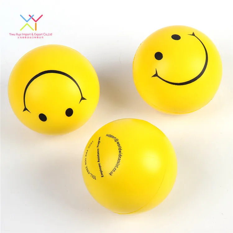 Custom pu anti stress ball, children smiling face pu stress pressure relief ball