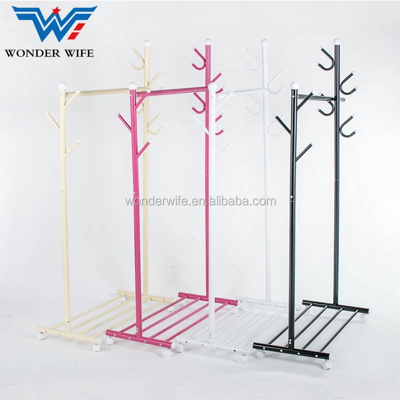 Stainless Steel Double Pole Clothes Rack Adjustable Garment Clothes