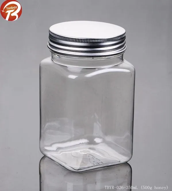 Square Plastic Bottle For Honey Plastic Jar For Candy 350ml 500g - Buy