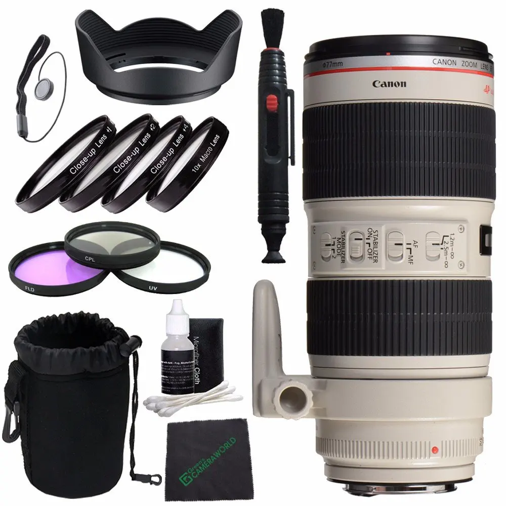 2x Telephoto Lenses DavisMAX Fibercloth Lens Bundle Wide Angle 3 Piece Filter Kit for Canon EOS 5D Mark II and Canon EOS 5D Mark III with Canon 17-40mm USM Lens 77mm Macro Close Up Kit