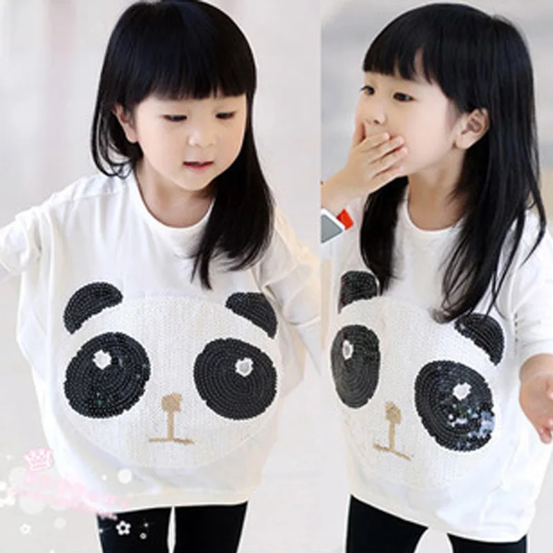 2016 Hot Sale Spring And Autumn Tidal Range Of Children s Clothing Wholesale Adorable Sequins Panda