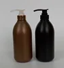 Wholesale 700ml amber plastic PET round body lotion bottle black plastic shampoo/shower gel bottle for personal care