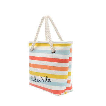 Rainbow Stripe Printing Microfiber Handbags For Women Tote Bag Handbag Product On Alibaba