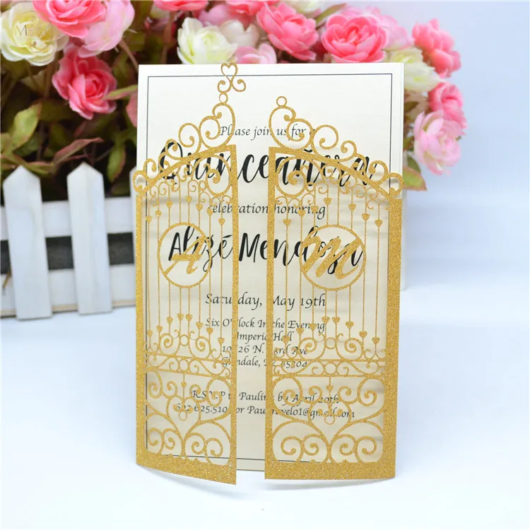 Navy blue personalized wedding invitations laser cut card