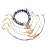 Fashion Turtle Charm Gold Color Strand Bracelets Sets Jewelry For Women Men Party Gifts