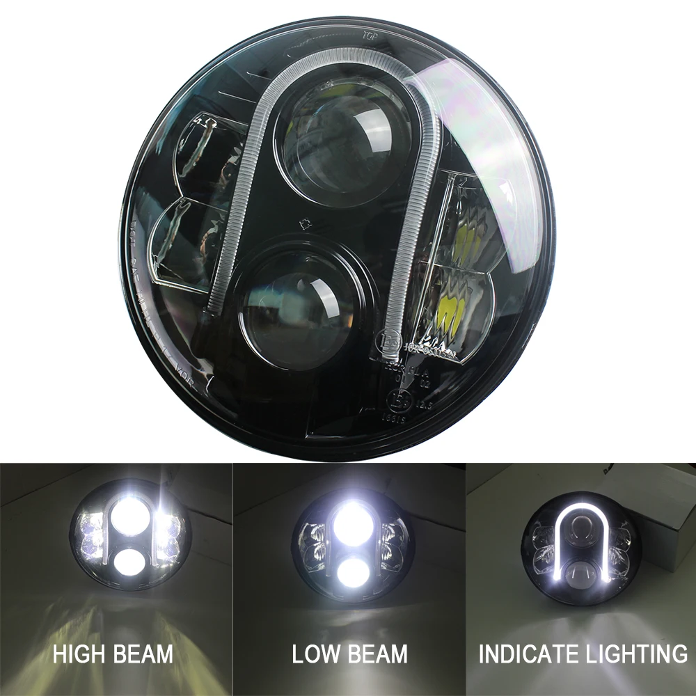 7" Inch Round 48W 4450LM LED Headlight Hi-Lo Beam Fits For Motorcycle H6024 Headlamp