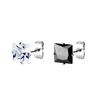 Stainless Steel Prong Set Clear Square Cubic Zircon Ear Stud