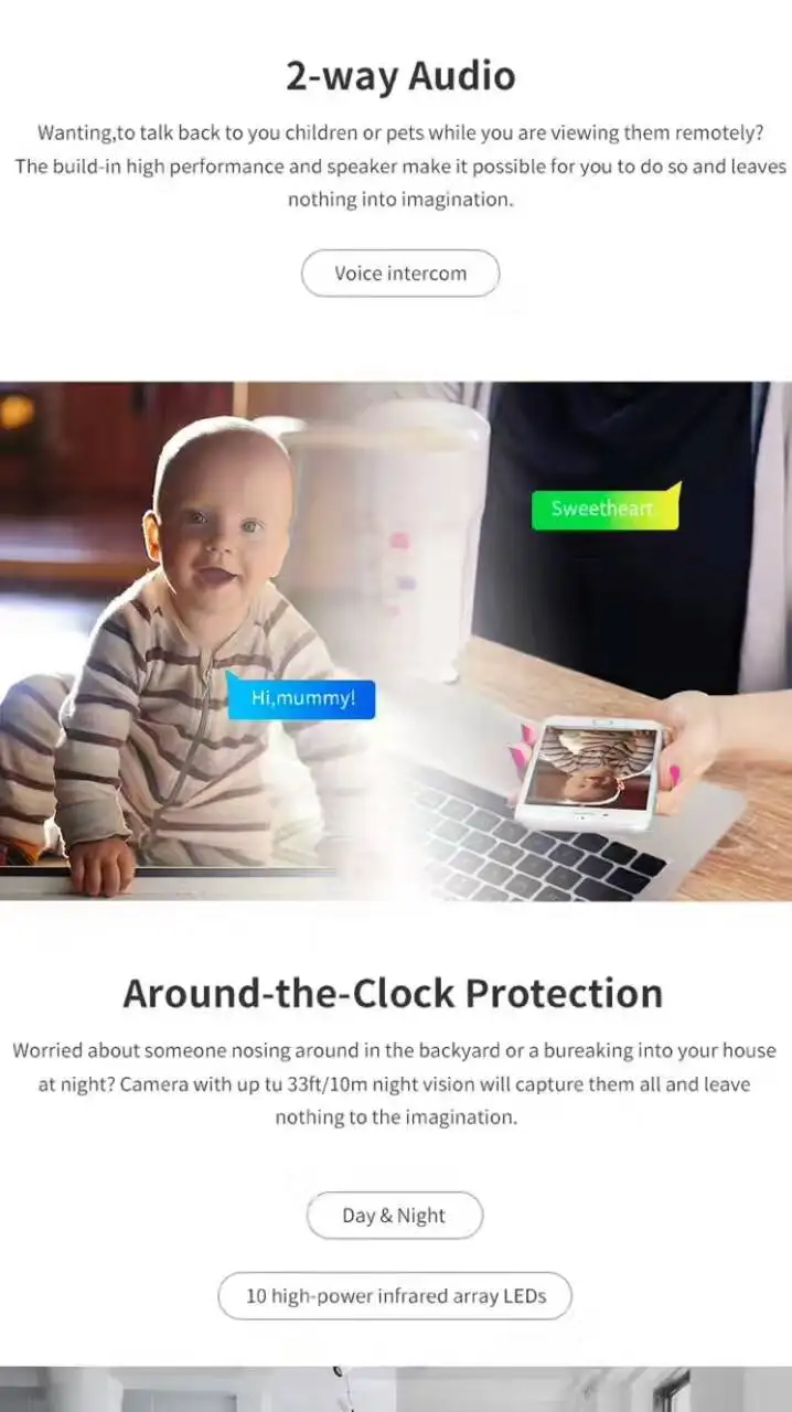 Factory price Smart Camera HD ants webcam mini 720P IP camera P2P Full HD Spy Clock