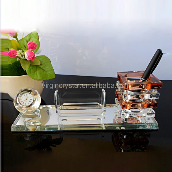 Crystal Desk Accessories With Clock